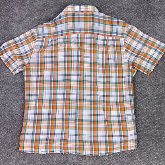 Kuhl Shirt Button Up Organic Cotton Men's XL fits like Large Orange Plaid Hiking - Picture 10 of 10